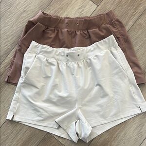 Women's Cream and Brown Shorts